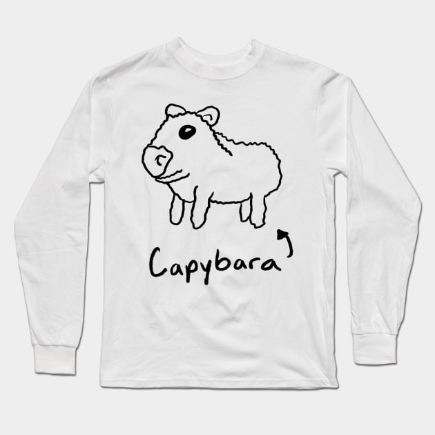 Crappy Capybara Drawing Long Sleeve T-Shirt by RoserinArt